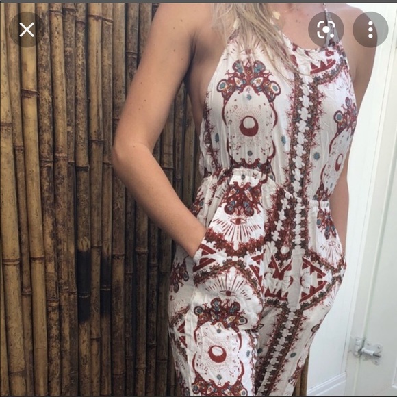 Cleobella Pants - Cleobella pink bohemian print moon jumpsuit small